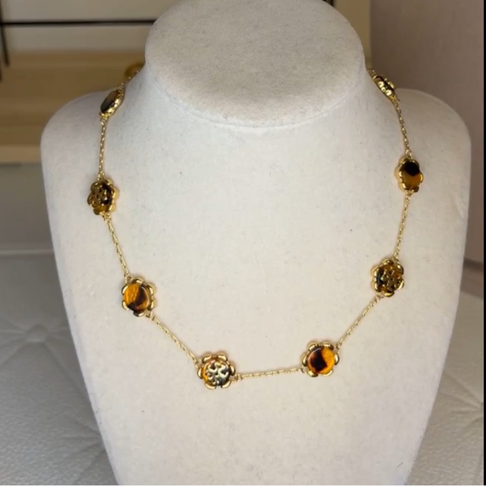 Tory Burch Elegant Gold and Amber Necklace NWOT